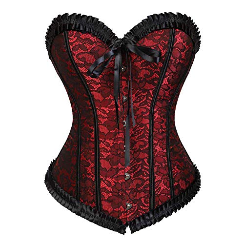 AIGOUT Renaissance-Korsett in Übergröße, Bustier, Bodyshaper-Oberteil, Spitze, Blumenmuster, Fischgrätmuster, Vintage-Stil, Brokat-Korsett, Hochzeitsschnürung, Shapewear für Damen, Rot, 4XL AIGOUT Renaissance-Korsett in Übergröße, Bustier, Bodyshaper-Oberteil, Spitze, Blumenmuster, Fischgrätmuster, Vintage-Stil, Brokat-Korsett, Hochzeitsschnürung, Shapewear für Damen, Rot, 4XL von AIGOUT