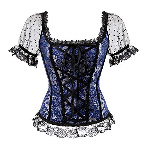 AIGOUT Überbrustkorsett mit Spitzenbesatz für Hochzeit, Korsett mit breiten Trägern, Bustier für Formen und Partys, Blau, Größe 3XL AIGOUT Überbrustkorsett mit Spitzenbesatz für Hochzeit, Korsett mit breiten Trägern, Bustier für Formen und Partys, Blau, Größe 3XL von AIGOUT