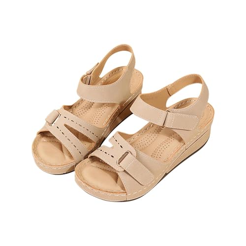 AIGOUT Womens Orthopaedic Shoes Orthopaedic Sandals with Arch Support Orthopaedic Sandals with Plantar Fasciitis Slip On Thick Cushion Slippers Womens Walking Sandals Womens Sandals (Beige, 5.5UK) von AIGOUT