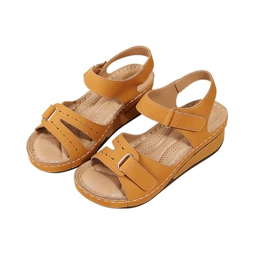 AIGOUT Womens Orthopaedic Shoes Orthopaedic Sandals with Arch Support Orthopaedic Sandals with Plantar Fasciitis Slip On Thick Cushion Slippers Womens Walking Sandals Womens Sandals (Brown, 3.5UK) von AIGOUT