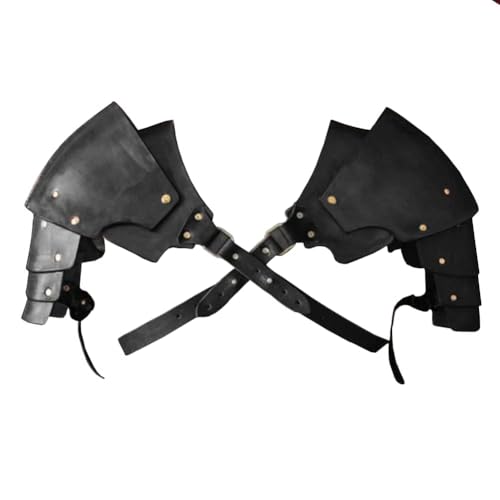 Cosplay Kleidung Herren Mittelalter Kostüm Schulterpanzer Retro Steampunk Leder Körper Brust Rüstung Schulter Rüstung Brustschutz Cosplay Party (Schwarz) von AIGOUT