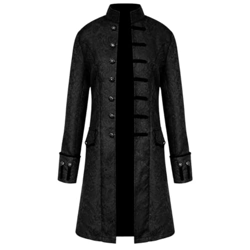 Herren Steampunk Frack Jacke Vintage Mittelalter Gothic Viktorianischen Gehrock Uniform Halloween Kostüm für Erwachsene Steam Punk Jacke Herren (Schwarz, 3XL) von AIGOUT