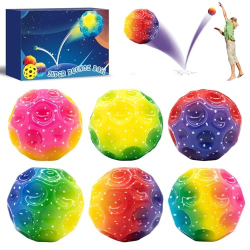 AIHAOYU 6 Stück Jump Ball - Mini Farbiger Jump Ball Hohe Bounce Loch Ball Toy, Hohe Springender Gummiball, Super High Bouncing Space Ball, Planeten Hüpfbälle für Outdoor & Indoor von AIHAOYU