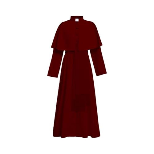 AIHERQG Cosplay-Kostümlegende: Geistliche Robe, Soutane mit Zingulum, mittelalterliches Geistlichengewand, römisches Priestergewand, Soutane, Kostüm for Männer, Hexe(Red1,3XL_MEN WITCH) von AIHERQG