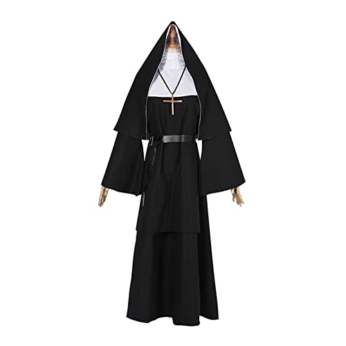 AIHERQG Das Nonne Cosplay -Kostüm Halloween Kostüm for Frauen das beschwörende Cosplay lange Kleid for Erwachsene Horror Ghost Kostüm(Black1,L) von AIHERQG