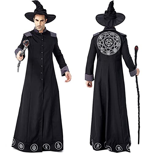 AIHERQG Erwachsene Magie Zauberer Hexenmeister Kostüm Magier Cosplay for Männer Halloween Purim Party Kostüme Kostüm(L) von AIHERQG