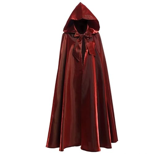 AIHERQG Halloween Party Cosplay Frau Männer Erwachsene lange Held Hexerei Hexerei Robe Kapuze Umhang Cosplay Satin roter mittelalterlicher Umhang(Brownness1,L) von AIHERQG