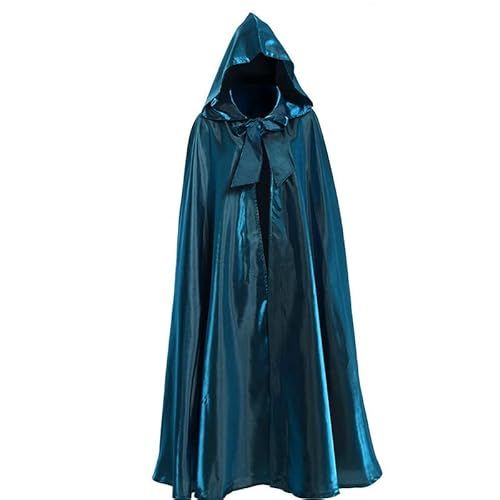 AIHERQG Halloween Party Cosplay Frau Männer Erwachsene lange Held Hexerei Hexerei Robe Kapuze Umhang Cosplay Satin roter mittelalterlicher Umhang(Grenn1,L) von AIHERQG