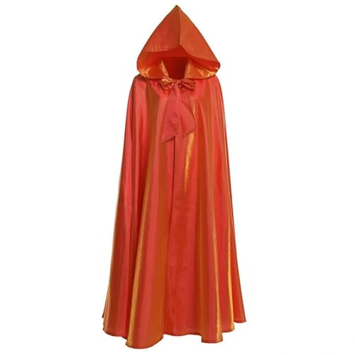 AIHERQG Halloween Party Cosplay Frau Männer Erwachsene lange Held Hexerei Hexerei Robe Kapuze Umhang Cosplay Satin roter mittelalterlicher Umhang(Orange1,L) von AIHERQG