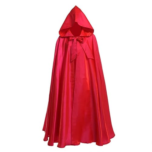 AIHERQG Halloween Party Cosplay Frau Männer Erwachsene lange Held Hexerei Hexerei Robe Kapuze Umhang Cosplay Satin roter mittelalterlicher Umhang(Red1,L) von AIHERQG