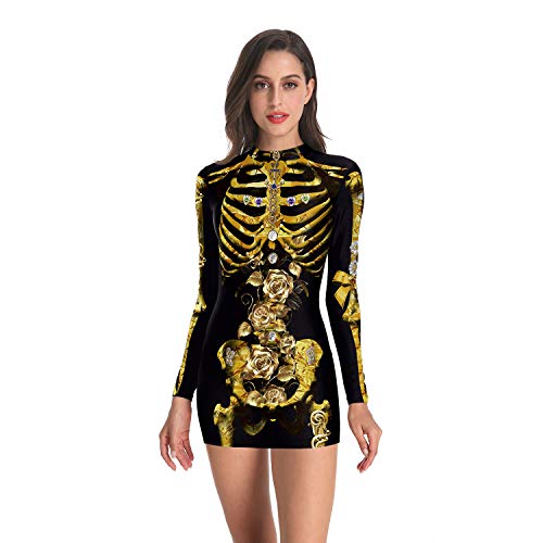 AIHERQG Helloween Cosplay Gruseliges Kostüm Kleid for Erwachsene Skelett Bodysuit Amerikanischer Karneval Party Performance Teufel Geist Frauen(Color1,XXL) von AIHERQG