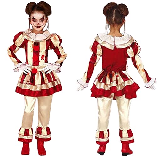 AIHERQG Kinder Cosplay Mädchen Joker Cosplay Kleid Horror Clown Kragen Halloween Carvinal Party Cosplay Kostüme(S) von AIHERQG