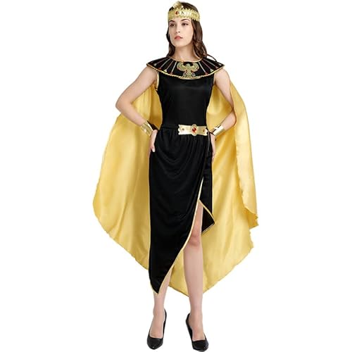 AIHERQG Männer Frauen Gold Ägypten Ägyptischer Pharao Kostüm Halloween Party Maskerade Kleidung Cosplay Ägypten Königin Cape(Women) von AIHERQG