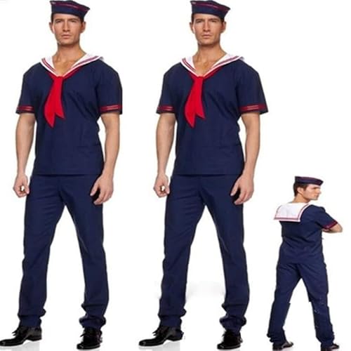 AIHERQG Männer männliche Matrose Cosplay Kostüme Erwachsene Marine Kostüm Halloween Party Kostüm Dekoration(XL) von AIHERQG