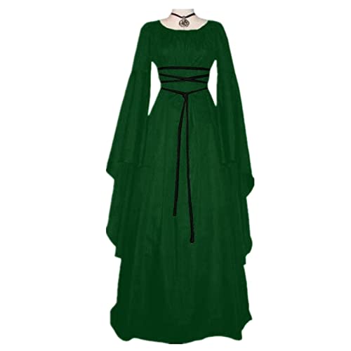 AIHERQG Mittelalter Kleid Halloween Kostüme for Frauen Mittelalter Cosplay Vampir Teufel Braut Party Court Karnevalskleider(Green1,M) von AIHERQG