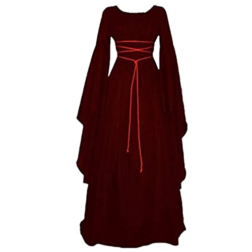 AIHERQG Mittelalter Kleid Halloween Kostüme for Frauen Mittelalter Cosplay Vampir Teufel Braut Party Court Karnevalskleider(Red1,S) von AIHERQG