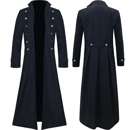 AIHERQG Mittelalterlicher Renaissance-Mantel for Herren, langer Trenchcoat, Cosplay-Kostüm, Mittelalter, Retro-Kleidung for Hofadlige, Schwarz, Rot, Braun, Jacke, S-5XL(Black1,3XL) von AIHERQG