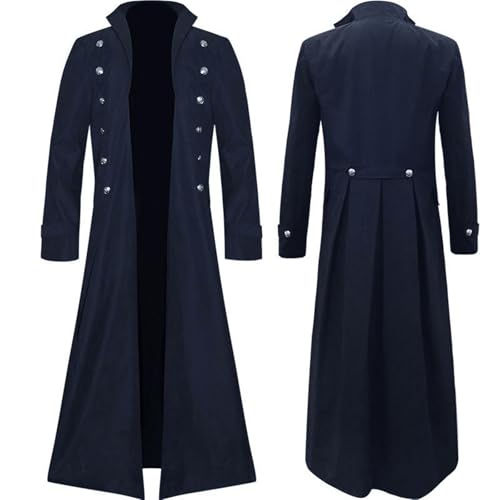 AIHERQG Mittelalterlicher Renaissance-Mantel for Herren, langer Trenchcoat, Cosplay-Kostüm, Mittelalter, Retro-Kleidung for Hofadlige, Schwarz, Rot, Braun, Jacke, S-5XL(Blue1,3XL) von AIHERQG