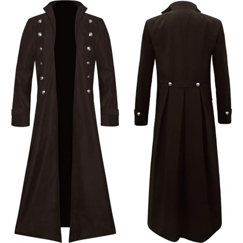 AIHERQG Mittelalterlicher Renaissance-Mantel for Herren, langer Trenchcoat, Cosplay-Kostüm, Mittelalter, Retro-Kleidung for Hofadlige, Schwarz, Rot, Braun, Jacke, S-5XL(Brown1,3XL) von AIHERQG