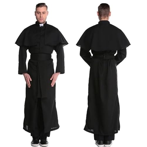 AIHERQG Priester-Nonnen-Kostüm for Erwachsene, Halloween-Kostüme for Frauen und Männer, Kleidung, Kirchenkostüm, Karneval, Bühnenkostüm(Men,XL) von AIHERQG