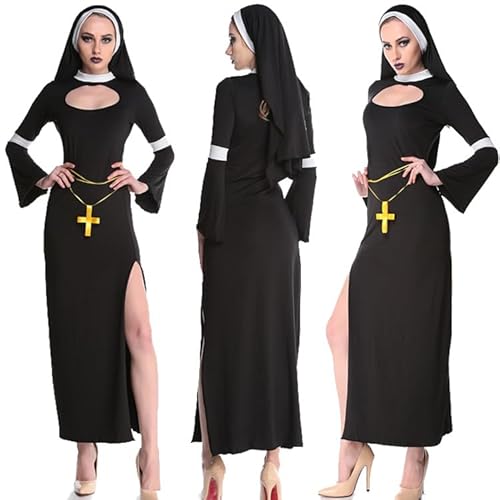 AIHERQG Priester Robe Pfarrer Universität Mantel Kleid Kleid for Männer Erwachsene Doktorand Religiöse Dr. Outfit Abschluss Kostüm Nonnenpaar Kleidung(Women Black 1,M) von AIHERQG