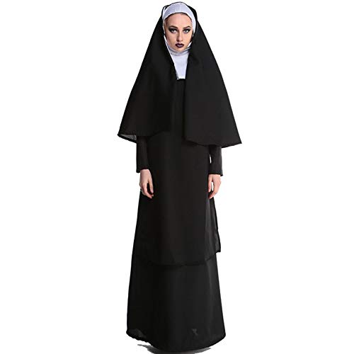 AIHERQG Priester Robe Pfarrer Universität Mantel Kleid Kleid for Männer Erwachsene Doktorand Religiöse Dr. Outfit Abschluss Kostüm Nonnenpaar Kleidung(Women Black 2,M) von AIHERQG