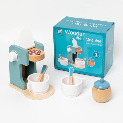 Holz-Kaffeemaschine-Spielzeug, Starkes, Glänzendes Rollenspiel-Kinderspielzeug, -Kaffeemaschine-Spielset, Spielen mit Fantasie für Rollenspiele, Jungen und Mädchen von AILOOCEDI