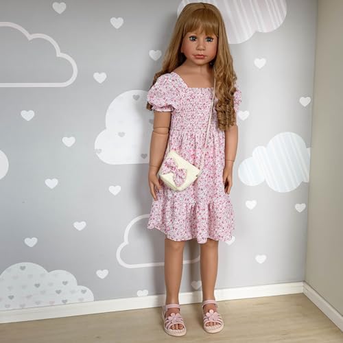 AIMERO Reborn Baby Puppe Mädchen 120 cm 47 Zoll Ganzkörper-Hartvinyl Realistische Blonde Lange Haare Kleinkind Baby Stehendes Mädchen Prinzessin Echtes Kind Größe 5-6 Jahre Sammlerstück Modellpuppe von AIMERO