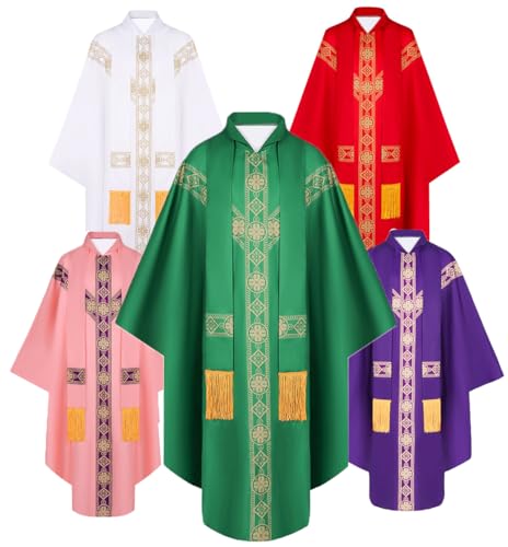 AIMLYF Erwachsener Mittelalterliche Cape Cosplay Anzug Katholische Priester Chasuble Celebrant Kostüm Kirche Messe Vest Robe (Grün, Einheitsgröße) von AIMLYF