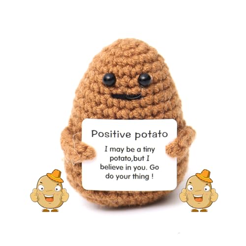 AINIUNIU Pocket Hug Positive Potato, Mini-Plüsch Creative Knitted Wool Potato Doll, Mutmacher Geschenk, Geschenk für Frauen, Krankenhaus Ggeschenk mit Positiver Energiekarte von AINIUNIU