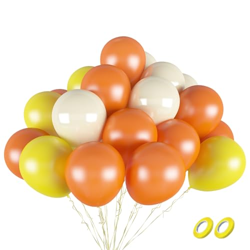 Luftballons Geburtstag Luftballons Bunt 65 Stück, Luftballon Orange Gelb Weißes, 30cm Helium Ballons Set Luftballons Hochzeit Set mit 2 Rollen Band als Geburtstag, Baby Shower Festival Party von AIOWZZY