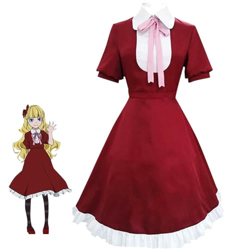 AIPILEI Anime Bungo Stray Dogs Elise Cosplay-Kostüm, rotes Kleid, Outfit mit Schleife, Kopfbedeckung, Halloween-Party, komplettes Set für Damen, Rot, Größe 3XL von AIPILEI