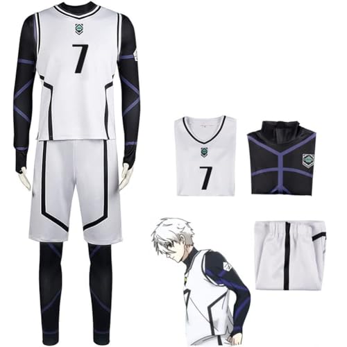 AIPILEI Blue Lock Cosplay Kostüm Outfit - Anime Rollenspiel Isagi Yoichi Bachira Meguru Fußballtrikot Sportbekleidung Uniform Trainingsanzug Trainingsanzüge für Teenager Erwachsene, Nr. 7, L von AIPILEI