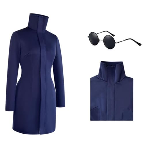 AIPILEI Damen Gojo Satoru Cosplay Kostüm High School Uniform Kleid mit Brille für Halloween Karneval Party Cosplay Dress Up (Blau, L) von AIPILEI