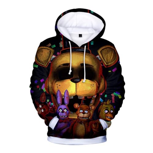 AIPILEI Five Nights Freddy's Hoodies 3D FNAF Printed Sweatshirt Horror Games Pullover Security Breach Game Costume for Fans and Adult (B, 4XL) von AIPILEI