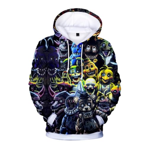 AIPILEI Five Nights Freddy's Hoodies 3D FNAF Printed Sweatshirt Horror Games Pullover Security Breach Game Costume for Fans and Adult (C, 4XL) von AIPILEI