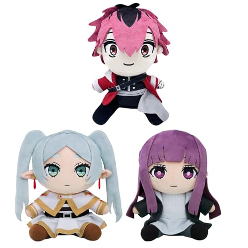 AIPILEI Frieren Weiche Figur, Anime Frieren: Beyond Journey's End Figur, weiches Kissen, 25 cm, Farn-Umarmungskissen, Heimdekoration, Kissen für Fans (3 Stück) von AIPILEI