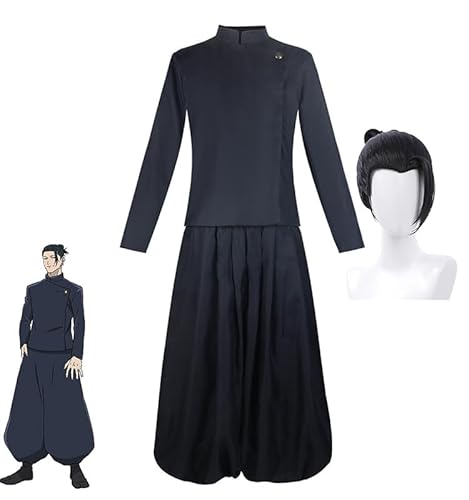 AIPILEI Geto Suguru Cosplay Kostüm - Anime JJK Cosplay Schülertage Geto Suguru Schuluniform Anzug Outfits Komplettes Set Rollenspiel für Halloween (Geto Suguru + Perücke, L) von AIPILEI