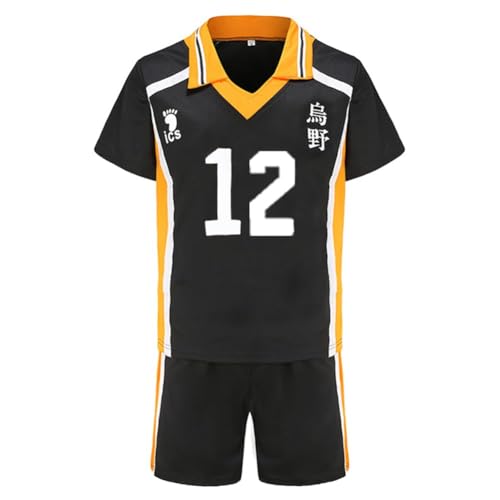 AIPILEI Haikyuu Cosplay-Kostüm Hinata Shoyo Cosplay Outfit Shirt Shorts Karasuno High School Team Volleyball Uniform Anzüge Trainingsanzug für Teenager Erwachsene, Nr. 12, M von AIPILEI