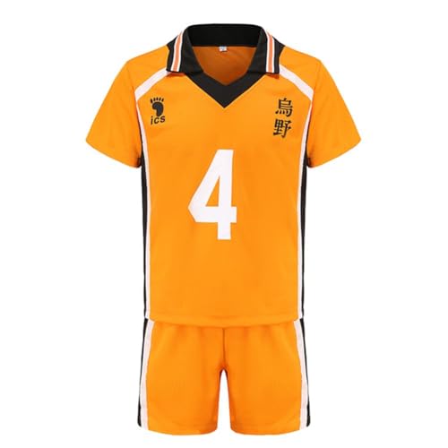 AIPILEI Haikyuu Cosplay-Kostüm Hinata Shoyo Cosplay Outfit Shirt Shorts Karasuno High School Team Volleyball Uniform Anzüge Trainingsanzug für Teenager Erwachsene, Nr. 4, L von AIPILEI