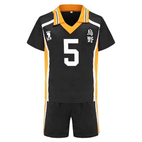 AIPILEI Haikyuu Cosplay-Kostüm Hinata Shoyo Cosplay Outfit Shirt Shorts Karasuno High School Team Volleyball Uniform Anzüge Trainingsanzug für Teenager Erwachsene, Nr. 5, S von AIPILEI