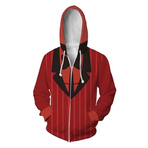 AIPILEI Hazbin Hotel Hoodie Jacke Alastor/Angel Dust Cosplay Kostüme Anime 3D Printed Zip Up Cardigan Hooded Sweatshirt Mantel für Unisex (Typ 1, S) von AIPILEI