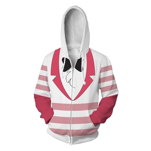 AIPILEI Hazbin Hotel Hoodie Jacke Alastor/Angel Dust Cosplay Kostüme Anime 3D Printed Zip Up Cardigan Hooded Sweatshirt Mantel für Unisex (Typ 3, S) von AIPILEI