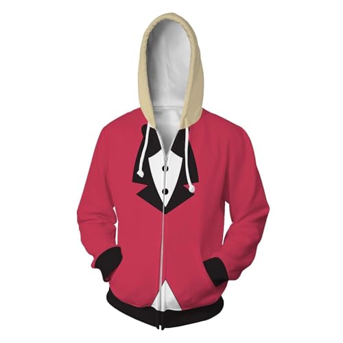 AIPILEI Hazbin Hotel Hoodie Jacke Alastor/Angel Dust Cosplay Kostüme Anime 3D Printed Zip Up Cardigan Hooded Sweatshirt Mantel für Unisex (Typ 4, L) von AIPILEI