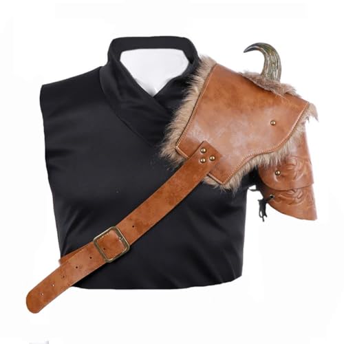 AIPILEI Herren Mittelalter Kostüm Schulterpanzer Retro Steampunk Leder Körper Brust Rüstung Schulter Rüstung Brustschutz Halloween Krieger Rüstung Cosplay Kostüm Requisiten (Rechts) von AIPILEI