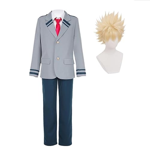 AIPILEI MHA Cosplay Kostüm Uniform Uraraka Ochaco/Midoriya Izuku/Todoroki Shouto/Bakugo Katsuki Cosplay Schuluniform Komplettes Set Halloween Outfit für Damen Herren (Bakugo Katsuki, L) von AIPILEI