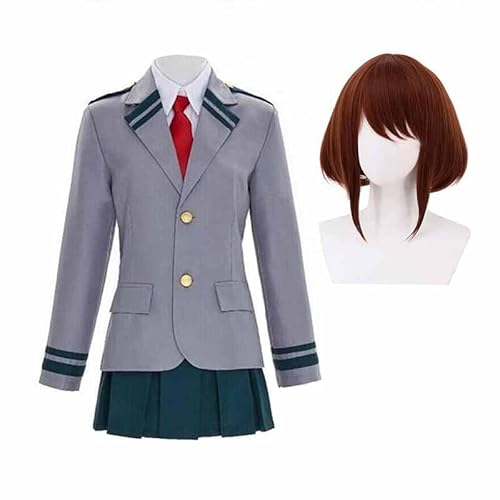 AIPILEI MHA Cosplay Kostüm Uniform Uraraka Ochaco/Midoriya Izuku/Todoroki Shouto/Bakugo Katsuki Cosplay Schuluniform Komplettes Set Halloween Outfit für Damen Herren (Uraraka Ochaco, XXL) von AIPILEI