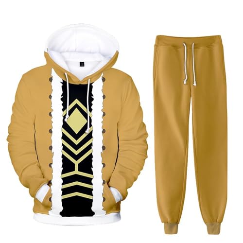 AIPILEI MHA Kapuzenpullover und Sweatpants Set Midoriya Izuku Todoroki Bakugou Cosplay Kapuzen-Sweatshirt Hose 2-teiliger Trainingsanzug für Herren und Damen, Hawks, L von AIPILEI