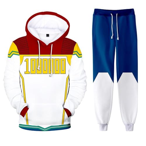 AIPILEI MHA Kapuzenpullover und Sweatpants Set Midoriya Izuku Todoroki Bakugou Cosplay Kapuzen-Sweatshirt Hose 2-teiliger Trainingsanzug für Herren und Damen, Lemillion, S von AIPILEI