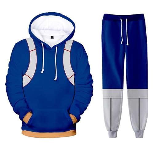 AIPILEI MHA Kapuzenpullover und Sweatpants Set Midoriya Izuku Todoroki Bakugou Cosplay Kapuzen-Sweatshirt Hose 2-teiliger Trainingsanzug für Herren und Damen, Todoroki Shouto, 3XL von AIPILEI